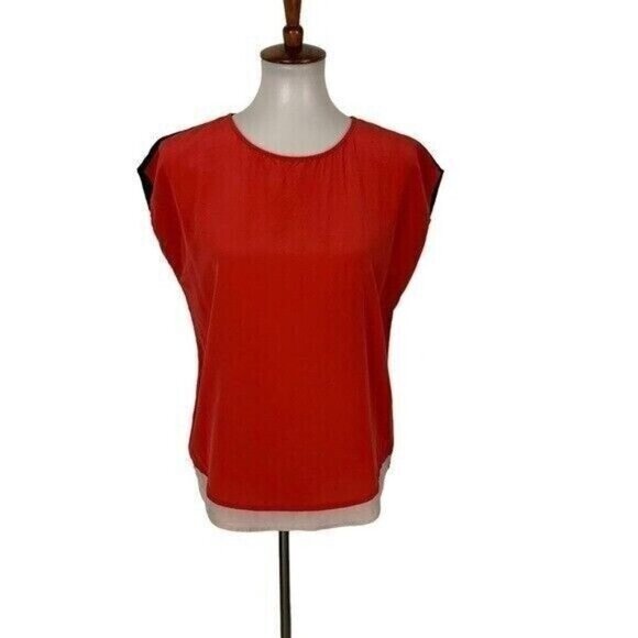 Joie Red Silk Sleeveless Top Small Black Trim Luxury Career Tank - Picture 1 of 5